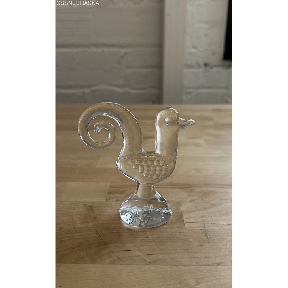 Kosta Boda Glass Zoo Rooster Figurine Bertil Vallien Sweden Vintage MCM Bird